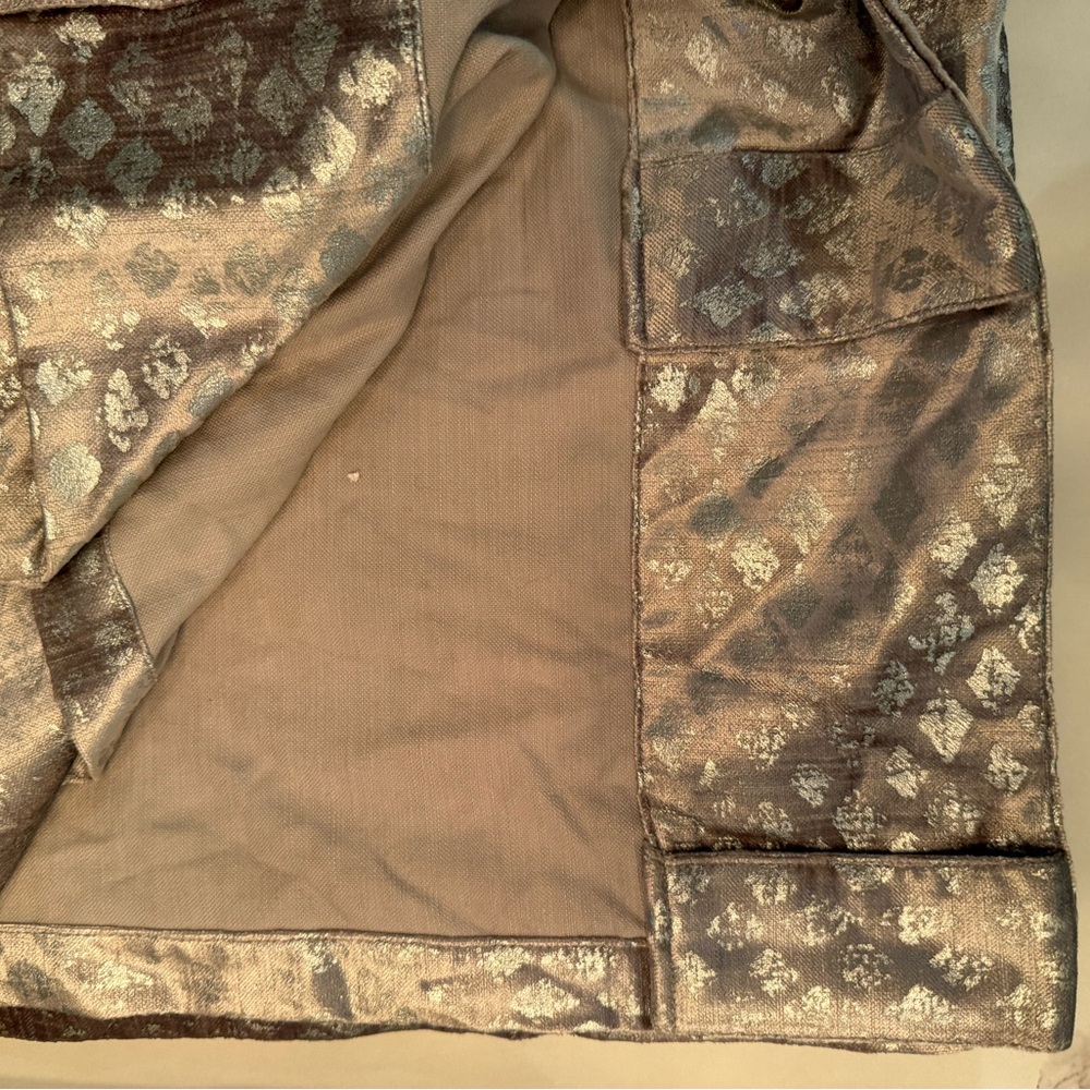 West Elm Velvet Velour Metallic Gold Diamond Black Out Curtains - Picture 7 of 11